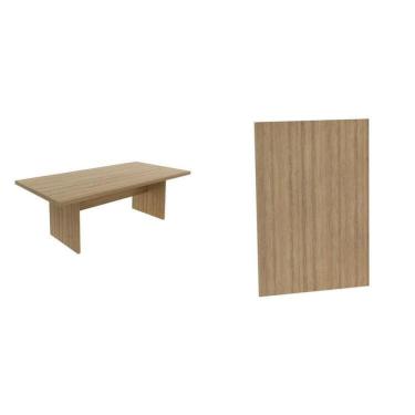 Imagem de Kit com Mesa para Reunião 6 Lugares e Painel para Tv até 37 Polegadas Amendoa