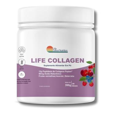 Imagem de Life Collagen - Colágeno Hidrolisado com Ácido Hialurônico, Sabor Frutas Vermelhas, 378g, 30 Doses
