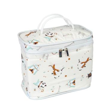 Imagem de Bolsa Frasqueira Térmica Bebê e Infantil, Tamanhos 6 e 7L, Impermeável, 20x25cm, com Alças (Bege Estampado, 7L)