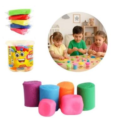 Imagem de Pote de Massinha com 05 Cores Vibrantes Atóxico 75 gramas - STICKY TOY