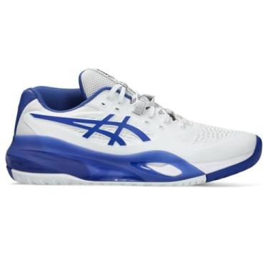 Imagem de Asics Tênis masculino Gel-Resolution X, Branco/cobalto escuro, 8 Wide