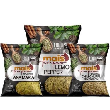 Imagem de Kit Tempero Chimichurri Sem Pimenta, Ana Maria e Lemon Pepper 1kg De C