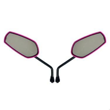 Imagem de Retrovisor Moto Retrovisor Esportivo Rosa para Moto Lente Plana Par