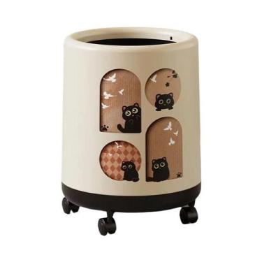 Imagem de Lixeira Medieval De Grande Capacidade Com Rodas, Design Estético Fofo 