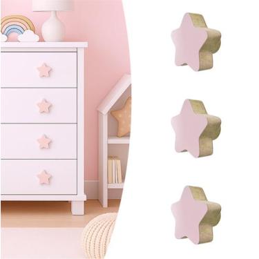 Imagem de 3 Puxadores Estrela Infantil Gaveta Armário Móveis Quarto - Souvenir D
