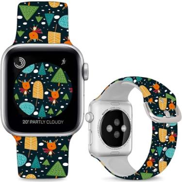 Imagem de Sjiangqiao Pulseiras de relógio de silicone macio compatíveis com Apple Watch SE séries 10, 9, 8, 7, 6, 5, 4, 3, 2 e 1 de 49 mm, 46 mm, 44 mm e 42 mm (série 3 2 1), para mulheres e homens.