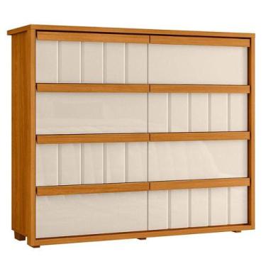 Imagem de Cômoda Grande 8 Gavetas 100% Mdf Ripada Talita Cinamomo-off White - MA