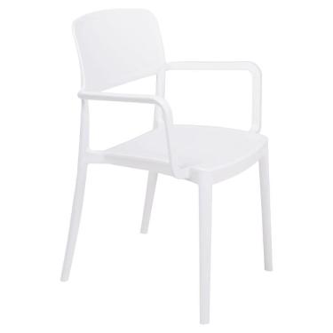 Imagem de Cadeira Tramontina Marta Com Braços Branca Empilhável Em Polipropileno Com Proteção Antimicrobiana