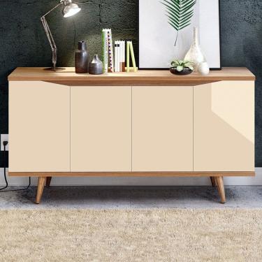 Imagem de Balcão Buffet Malásia 4 Portas Off White/Noce 050.454 - Pnr Móveis