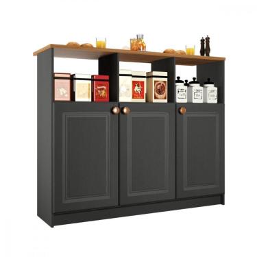 Imagem de Bancada Balcão Com 3 Portas 1,20m Chumbo Indekes