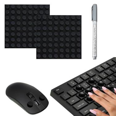 Imagem de 128 pcs Raised Keyboard Stickers for Long Nails, VEINARDYL Adhesive Keycap Riser with Paint Pen, Silicone Keyboard Protectors for Laptop, Desktop, Gaming - Black, Round