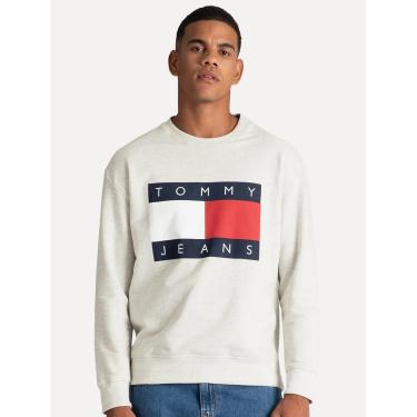 Imagem de Moletom Tommy Jeans Masculino Relaxed Crewneck Melange Flag Areia-Masculino