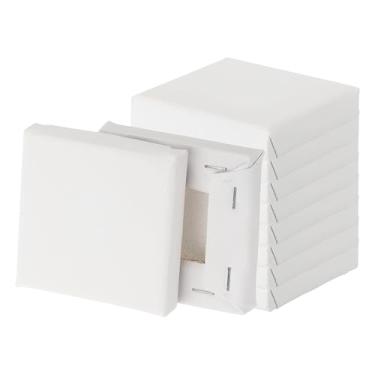 Imagem de PATIKIL Tela para pintura, pacote com 10 3 x 3 tela de algodão em branco tábua de desenho acrílica conjunto de tinta a óleo suprimentos de arte para aquarela óleo acrílico guache têmpera