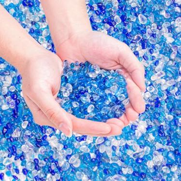 Imagem de Keedolla 1,4 kg Azul Mix Color Aquarium Fish Tank Rocks Cascalho, 6-9 mm Pedras Preciosas de Vidro Decoração de Aquário Pedras Peixes Peixes Enchimento de Vaso