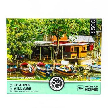 Imagem de Puzzles by SG: Pieces of Home – Quebra-cabeça Jamaican Fishing Village 500 peças com peças foscas e texturizadas. Vem com pôster em tamanho real. O quebra-cabeça acabado mede 48 x 35 cm. Produto da