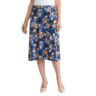 Imagem de Kasper Saia feminina de malha com estampa floral, Azul noturno multi, P