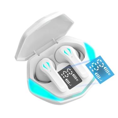 Imagem de H'MASTON Fone de Ouvido Bluetooth Fone Sem Fio Gamer Esportivo com Microfone Cancelamento de Ruido Ativo Tela LED RS-29 (BRANCO)