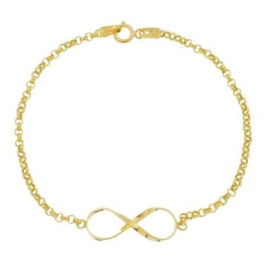 Imagem de Pulseira Infantil Portuguesa Simbolo Do Infinito Ouro 18k 750 Amarelo