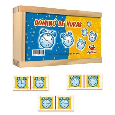 Imagem de Jogo de Dominó Horas Caixa em Madeira