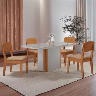 Imagem de Mesa de Jantar Isadora 120cm Tampo MDF Vidro com 4 Cadeiras Copper