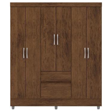 Imagem de Guarda Roupa Casal 6 Portas 2 Gavetas 153 Cm 10091 Vlr Imbuia