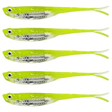 Imagem de QualyQualy Iscas de pesca macias Jerk Shad Minnow Drop Shot Lure Bait Shad Isca Shad Isca macia Jerkbait para Bass Trout Pike Walleye Crappie 10 cm, 6 peças