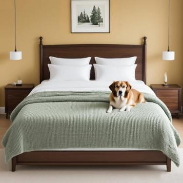 Imagem de H.VERSAILTEX Capa de sofá de chenille de pelúcia para cães, cobertor para cama, antiderrapante, macio e durável, protetor de móveis para gatos pequenos, médios e grandes, lavável (132 x 208 cm, espuma