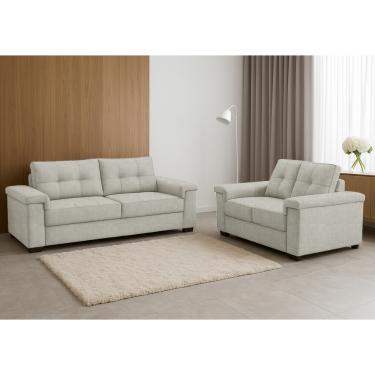 Imagem de Conjunto Sofá 3 e 2 Lugares Linho Palazio Ferguile - Linho Safira Cru