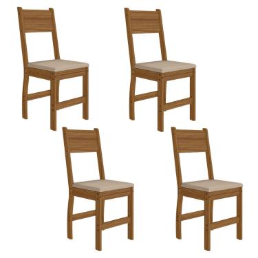 Imagem de Conjunto 4 Cadeiras Milano Poliman Móveis - Carvalho/Savana