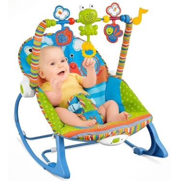 Imagem de Cadeirinha de Bebê Balanço Infantil 2 em 1 com Vibração e Música – Para Bebês e Crianças até 18kg - AZUL