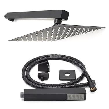 Imagem de Chuveiro Ducha Com Desviador Preto Quadrado 20x20 A Gás Solar Chuveirinho Fosco Black