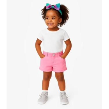 Imagem de Short Infantil Jeans Com Bolsos Select Rosa, Rosa, 6
