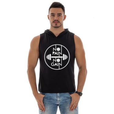 Imagem de Camiseta Regata De Academia Com Capuz Leve E Confortavel No Pain No Ga