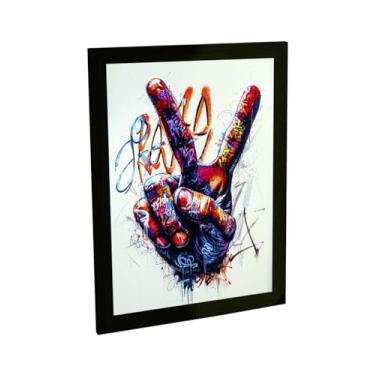 Imagem de Quadro Decorativo Grafite Sinal Da Paz Arte De Rua Banksy Decoração Poster Quarto Sala