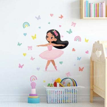 Imagem de Adesivo de Parede Lavável Infantil Bailarina Para Decoração de Quarto Feminino e Bebê Bailarina 12