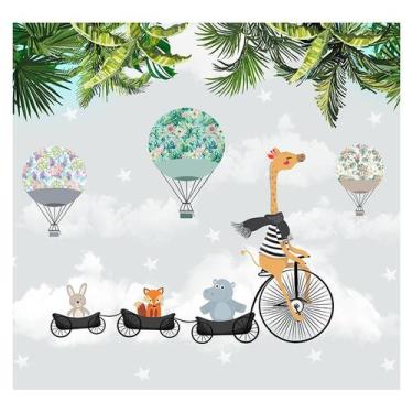 Imagem de Papel de Parede Adesivo Infantil Safari Bicicleta Quarto Criança - 656