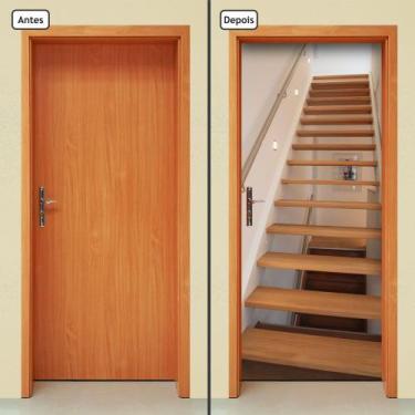 Imagem de Adesivo Decorativo de Porta - Escada de Madeira - 125cnpt - Allodi