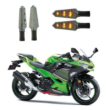 Imagem de KIT 4 Luz Seta Esportiva Pisca Led de Carbono Modelo P03 Moto NINJA 40