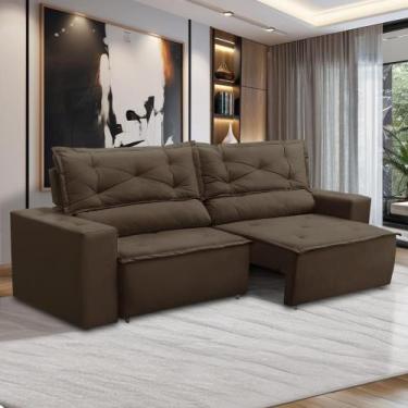 Imagem de Sofá Retrátil e Reclinável 2 lugares com Molas 1,50m Laura Suede Marro