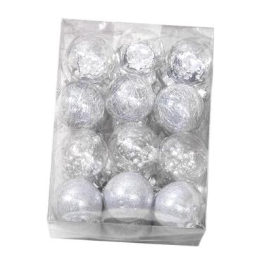 Imagem de IEUDNS 12 peças enfeites de Natal pendurados, bolas decorativas penduradas, inquebráveis, 6 cm, enfeites de bola de Natal para porta de, guirlanda, Prata