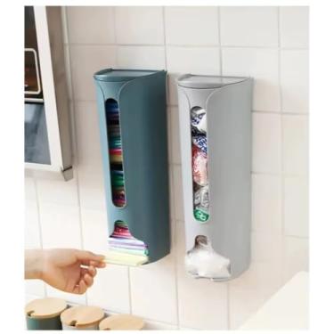 Imagem de Dispenser Organiza Sacolas Puxa Sacos Lixo Parede E Cozinha