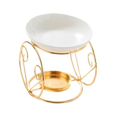 Imagem de IEUDNS Queimador de óleo essencial, porta-velas, aquecedor de fragrâncias, aquecedor de derretimento, forno para meditação, spa, escritório, decoração de, Ouro