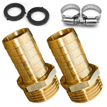 Imagem de SARANICE Pex Barb para mangueira de jardim conector macho com braçadeira, encaixe de latão para encanamento Pex, mangueira de jardim e sistemas de irrigação (pacote com 2) (3/4 PEX Barb para 3/4 GHT