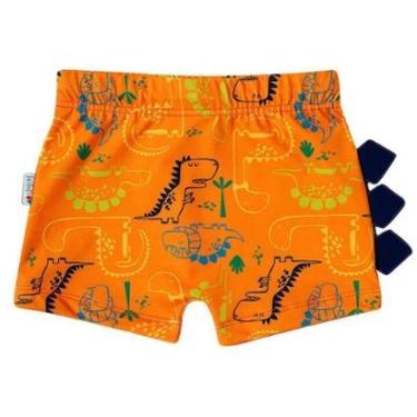 Imagem de Sunga Boxer Infantil Proteção UV Dinossauros Laranja Tip Top-Masculino