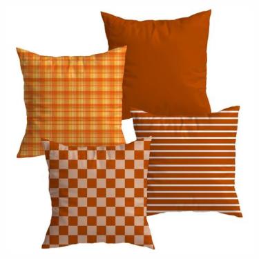 Imagem de Almofada Xadrez com kit 4 coloridas - Decorando e Grudando, Laranja