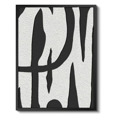 Imagem de WHASAYART Arte de parede emoldurada preta arenito duplo textura 3D SR1286 Preto branco