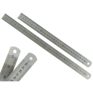 Imagem de Kit Com 2 Réguas Metal Leve De Aço Inoxidável Tamanho 30 e 40 cm Marca