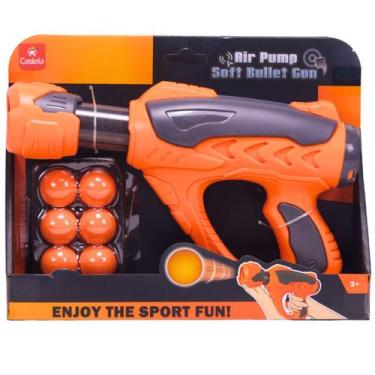 Imagem de Lançador Arminha de Pressão com Bolinhas De EVA Laranja - Castela - Ca