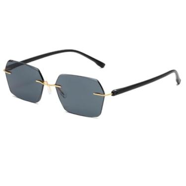 Imagem de Óculos de sol da moda com lentes coloridas UV400, sem armação, estilo punk unissex moderno, para mulheres e homens (dourado e preto)