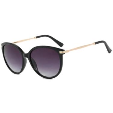 Imagem de Óculos de sol retrô olho de gato, armação grande, luxuoso, de metal, feminino, tendência, masculino, óculos de sol, UV400 (preto, degradê, cinza)